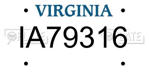 IA79316 Virginia License Plate