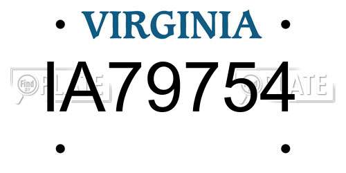 IA79754 Virginia License Plate