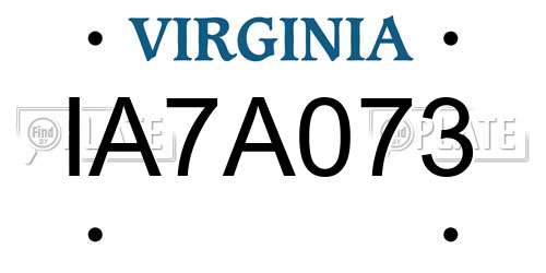 IA7A073 Virginia License Plate
