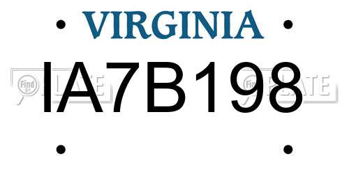 IA7B198 Virginia License Plate