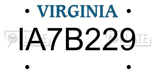 IA7B229 Virginia License Plate