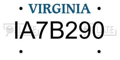IA7B290 Virginia License Plate