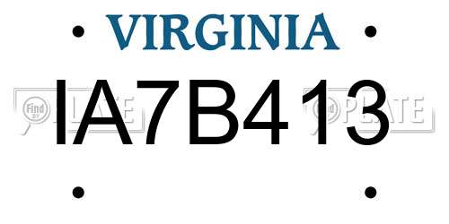 IA7B413 Virginia License Plate