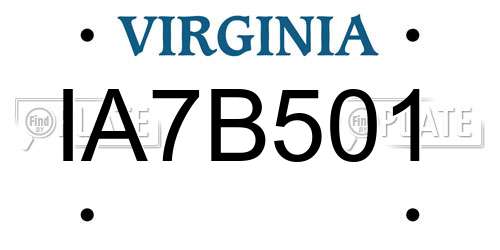 IA7B501 Virginia License Plate
