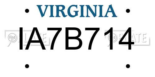 IA7B714 Virginia License Plate