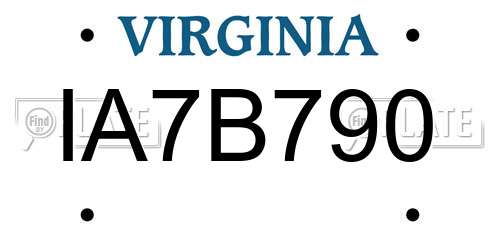 IA7B790 Virginia License Plate