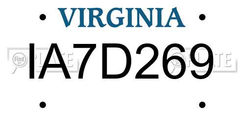 IA7D269 Virginia License Plate