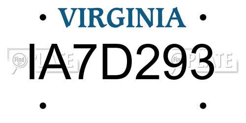 IA7D293 Virginia License Plate