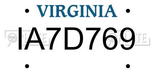 IA7D769 Virginia License Plate