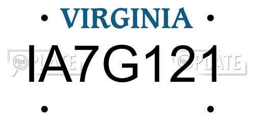 IA7G121 Virginia License Plate