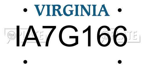 IA7G166 Virginia License Plate