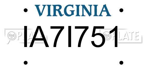 IA7I751 Virginia License Plate