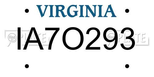 IA7O293 Virginia License Plate