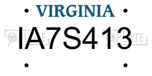 IA7S413 Virginia License Plate