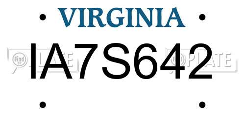 IA7S642 Virginia License Plate