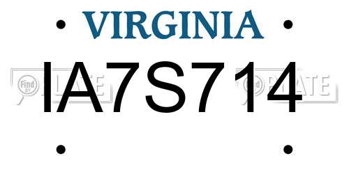 IA7S714 Virginia License Plate