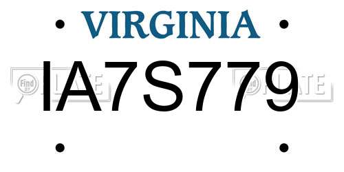 IA7S779 Virginia License Plate