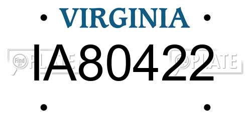 IA80422 Virginia License Plate