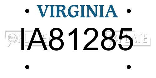 IA81285 Virginia License Plate