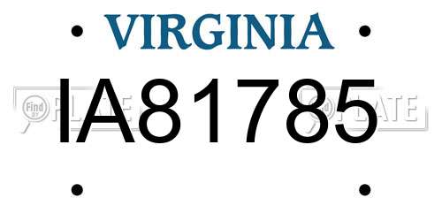 IA81785 Virginia License Plate