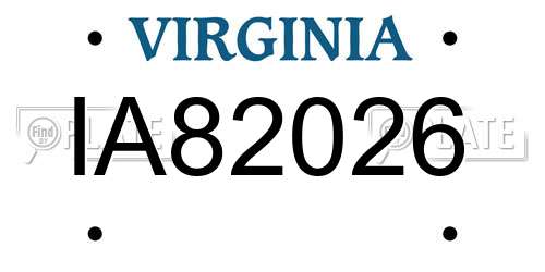 IA82026 Virginia License Plate