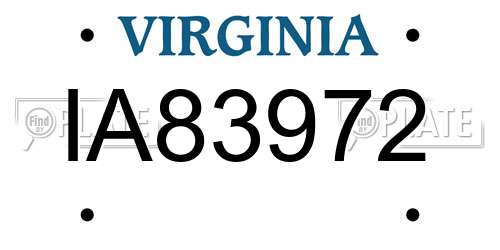 IA83972 Virginia License Plate