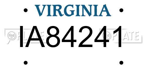 IA84241 Virginia License Plate