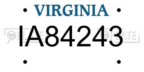IA84243 Virginia License Plate