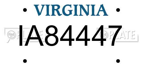 IA84447 Virginia License Plate