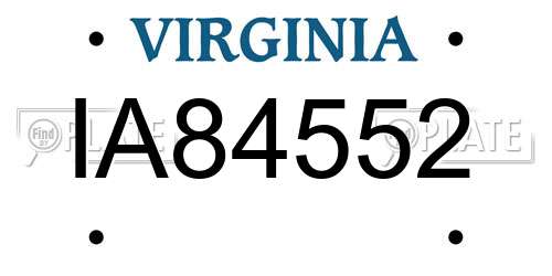 IA84552 Virginia License Plate