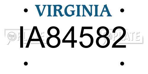 IA84582 Virginia License Plate