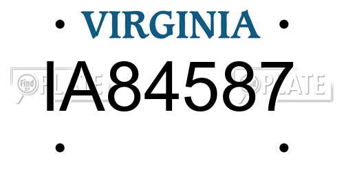 IA84587 Virginia License Plate