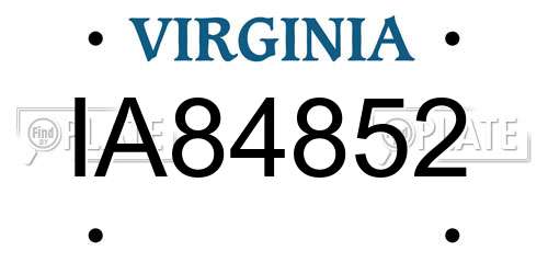 IA84852 Virginia License Plate