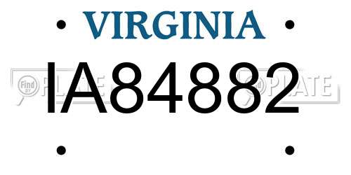 IA84882 Virginia License Plate