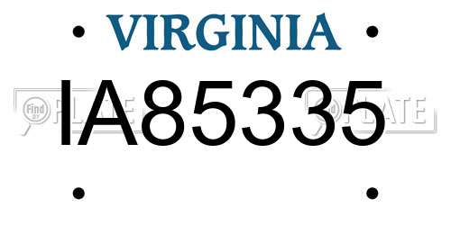IA85335 Virginia License Plate