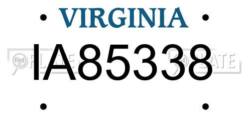 IA85338 Virginia License Plate