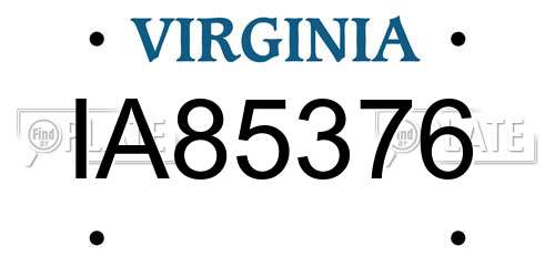 IA85376 Virginia License Plate