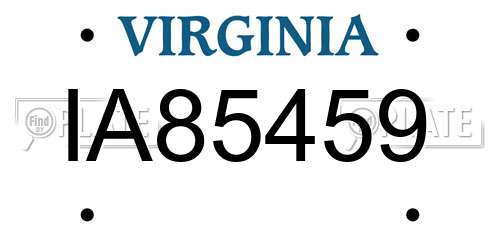 IA85459 Virginia License Plate