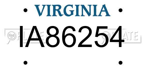 IA86254 Virginia License Plate
