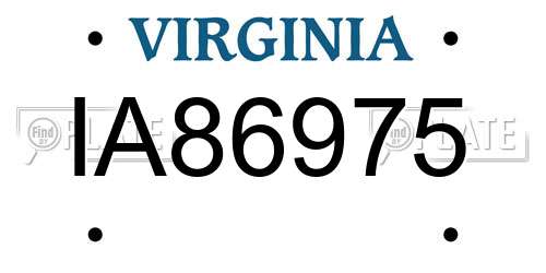IA86975 Virginia License Plate