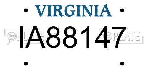 IA88147 Virginia License Plate