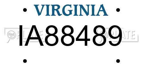 IA88489 Virginia License Plate
