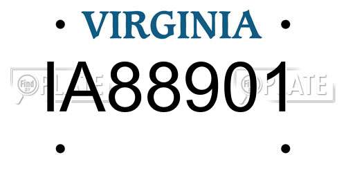 IA88901 Virginia License Plate