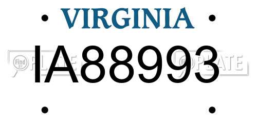 IA88993 Virginia License Plate