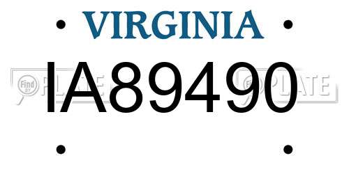 IA89490 Virginia License Plate