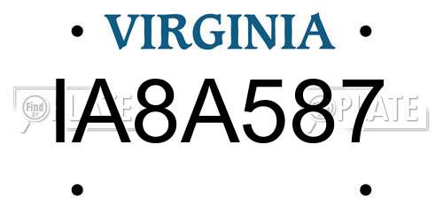 IA8A587 Virginia License Plate