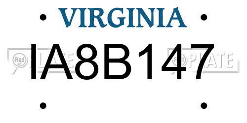 IA8B147 Virginia License Plate