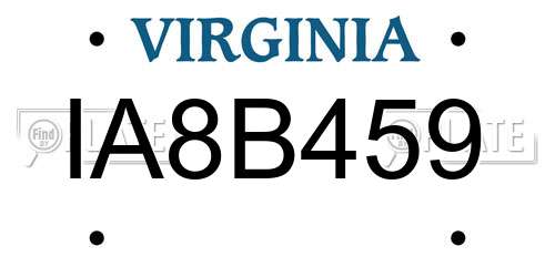 IA8B459 Virginia License Plate