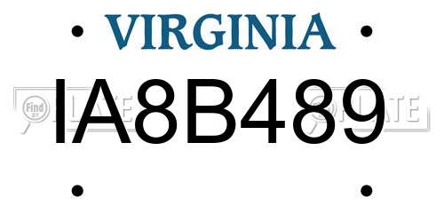 IA8B489 Virginia License Plate