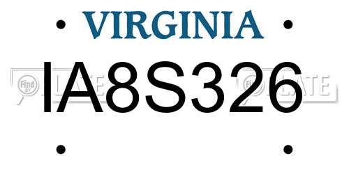 IA8S326 Virginia License Plate